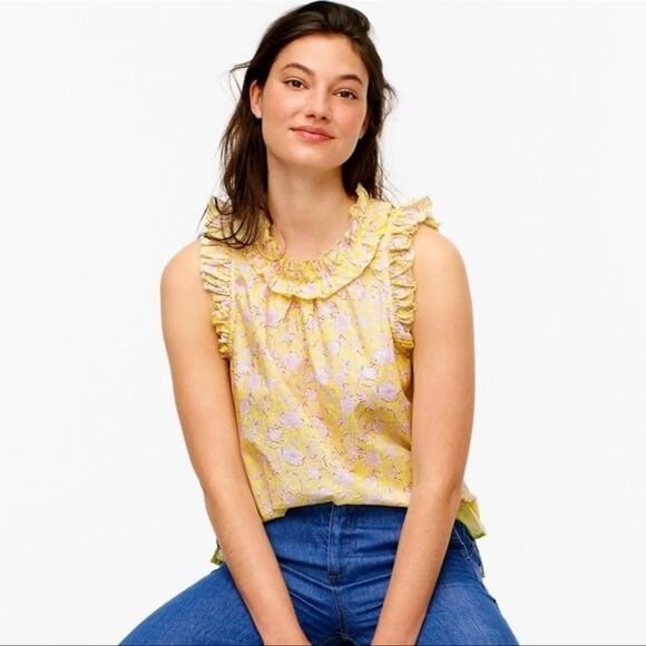 J. Crew Tops - J. Crew | Ruffle Trim Top in Rose Vine Size XS